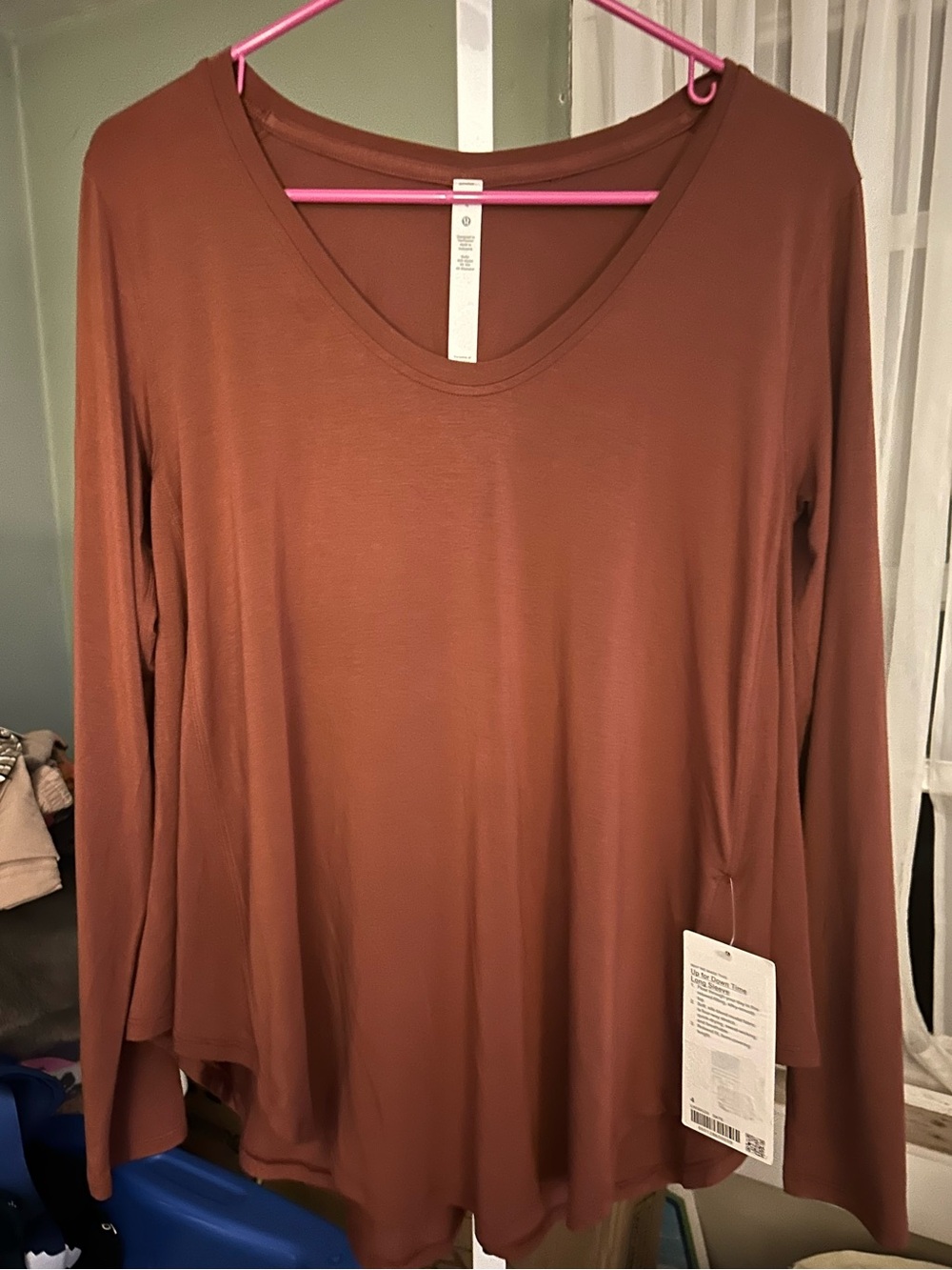 Lululemon Up For Down Time Long Sleeve in the color terracotta